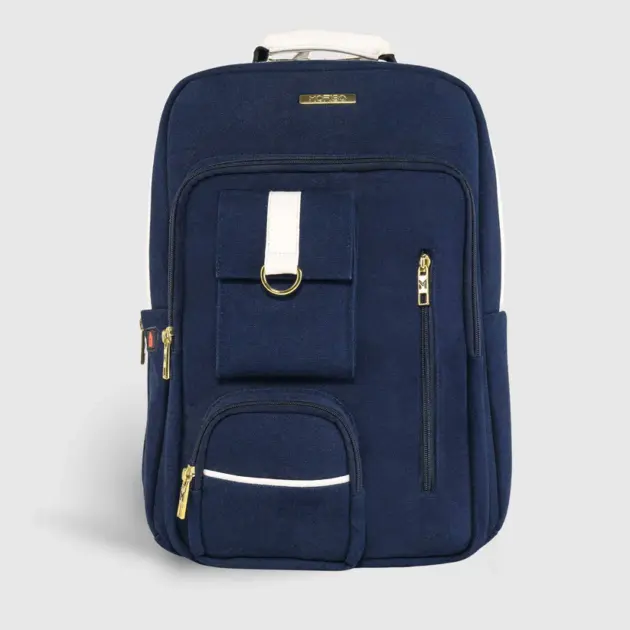 Nautical Navy Blue Canvas 16" Laptop Backpack