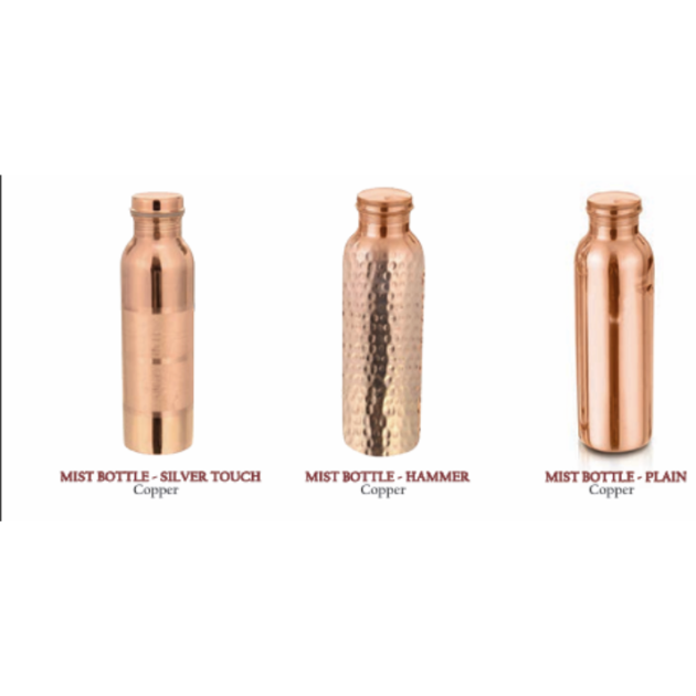 Premium Copper Mist Water Bottle Collection – Plain, Hammered & Designer Finish