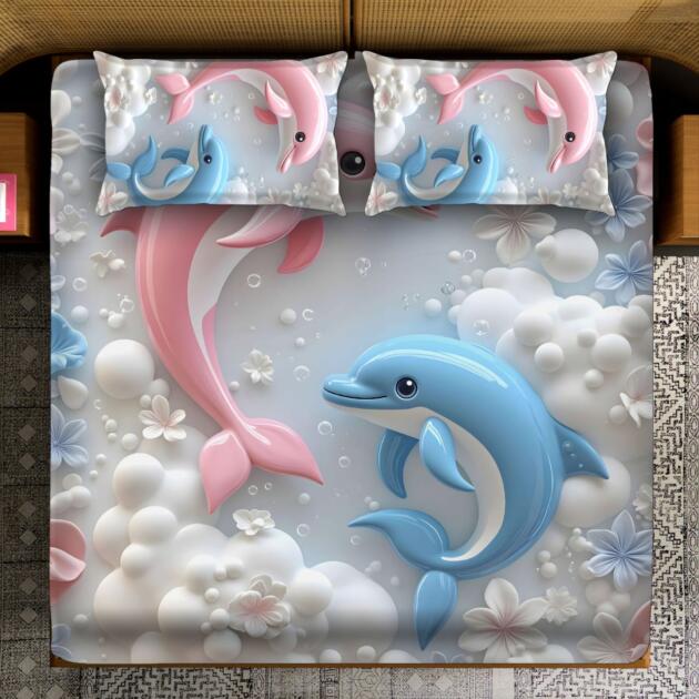 Kids Fantasy dolphin Bedsheet Set – Soft Cotton Feel