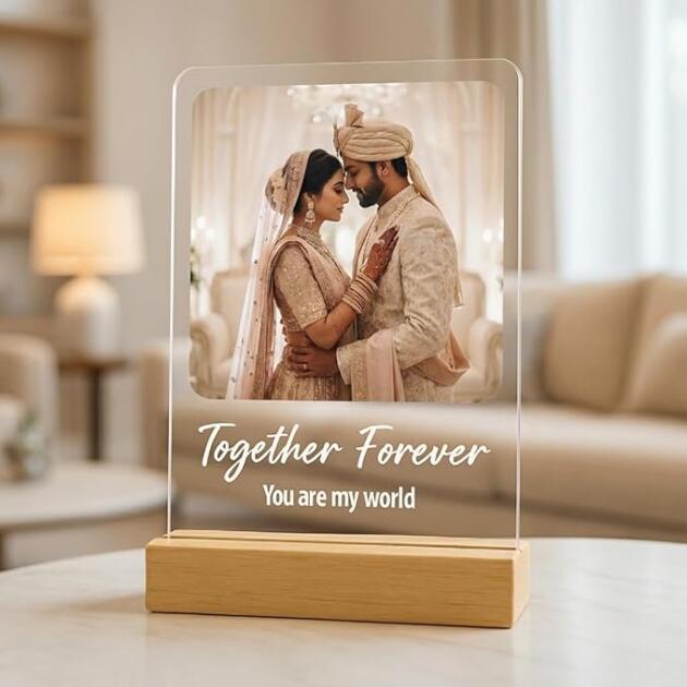 Personalized Photo Frame with Pinewood Stand