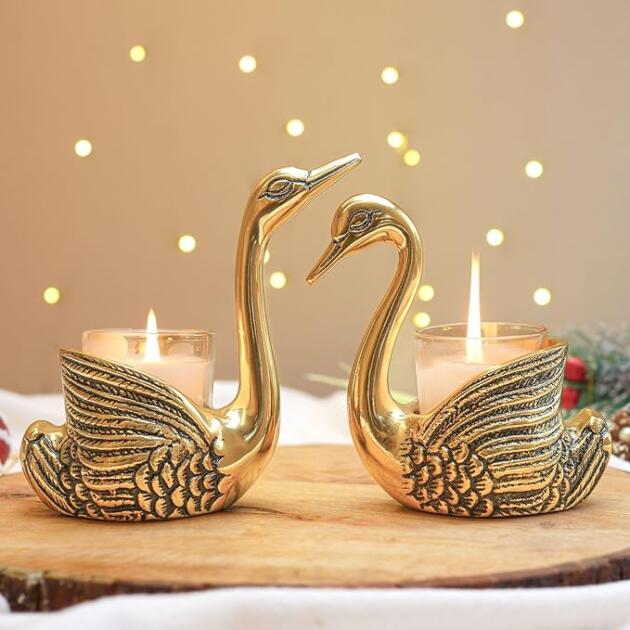 Aluminium Pair of Swans with Gift Box for Good Luck